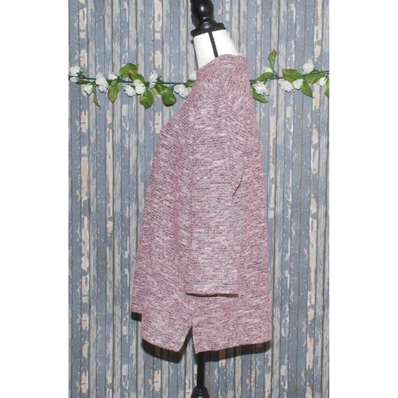 NWT Loft Plus Pink Purple Textured Knit Turtleneck Sweater Size 16 18 3/4 Sleeve - Picture 4 of 8